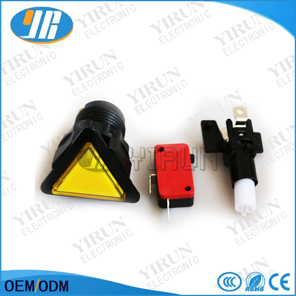 10 шт./лот треугольные светодиодные кнопки с подсветкой + микропереключатель для
