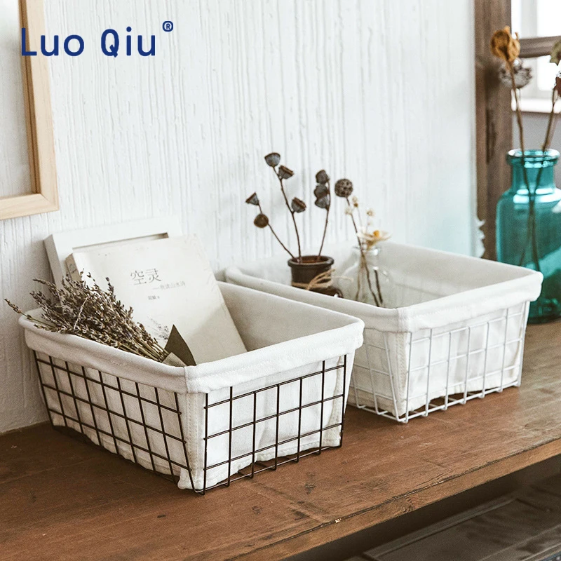 

Storage basket tabletop multi-purpose basket Kitchen bathroom storage finishing iron basket