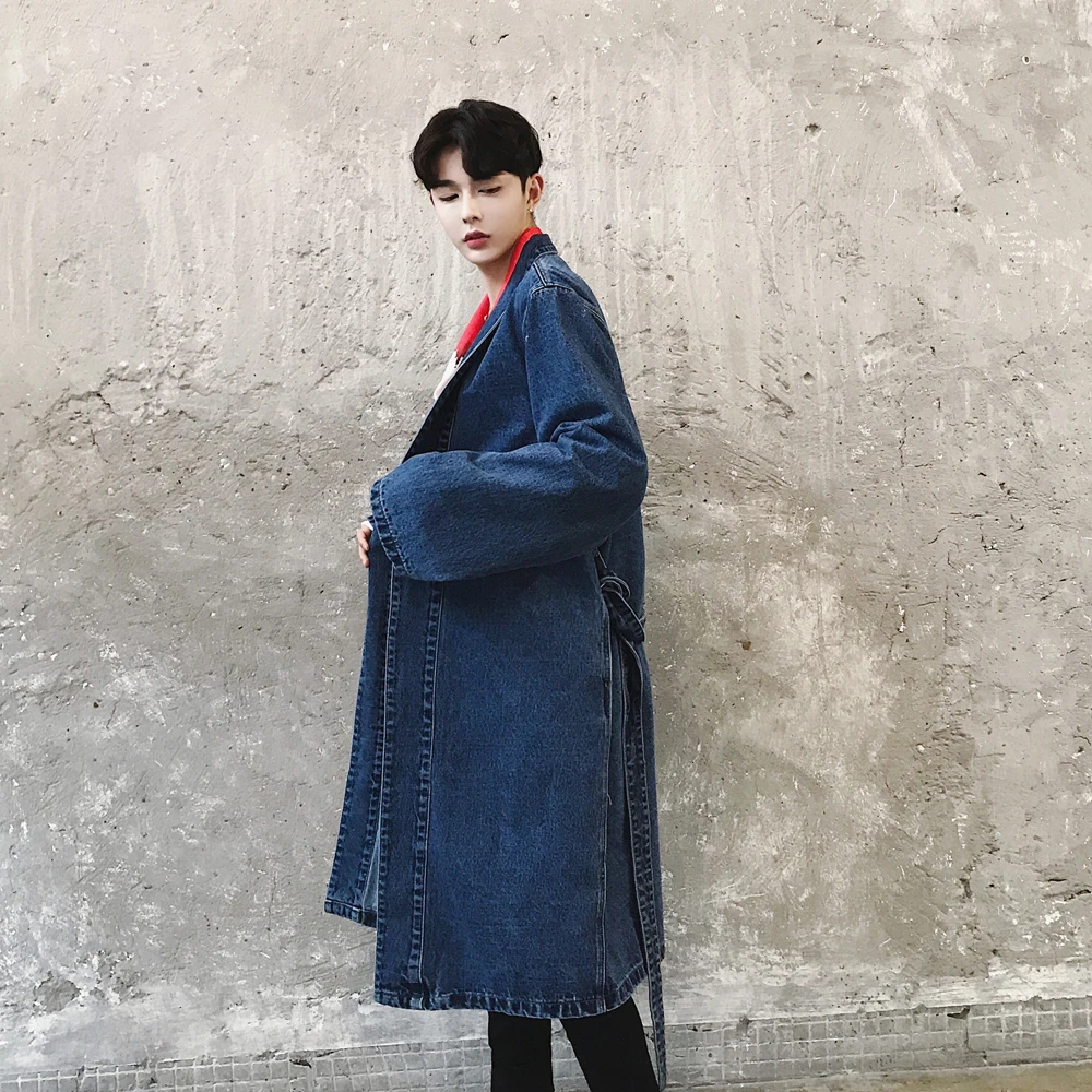 

M-XXL!!! 2018 The long style of the long style denim jacket of the long - style denim jacket