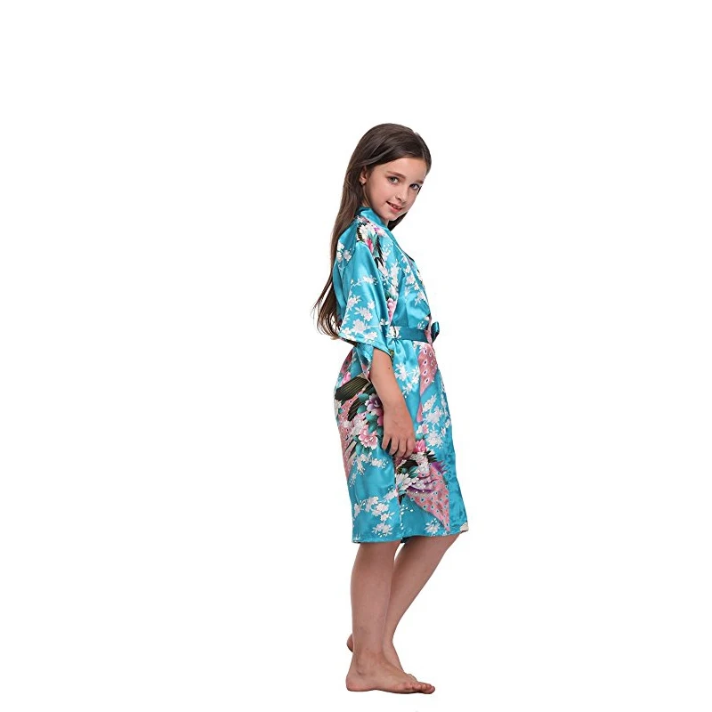 Детское мягкое кимоно для девочек с павлином и цветами халат платье подружки