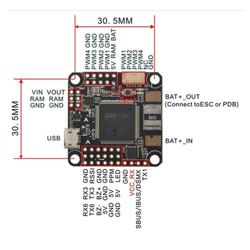Контроллер полета F7 Pro Betaflight MPU6000 STM32F745VGT6 2-4S BEC 5V1A 30.5X30.5mm | Игрушки и хобби