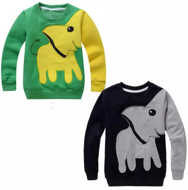 

Милая рубашка с мультяшным принтом слона, толстовка с длинным рукавом, футболка, повседневные хлопковые топы, футболка, одежда для малышей, ...