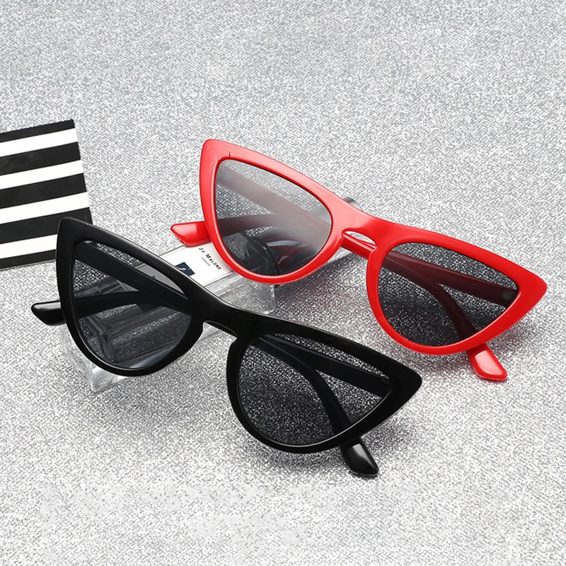 

Brand Cat Eye Sunglasses Women 2018 New Fashion Triangle Small Size Frame Eyewear Reb Blue Lens Sun Glasses UV400