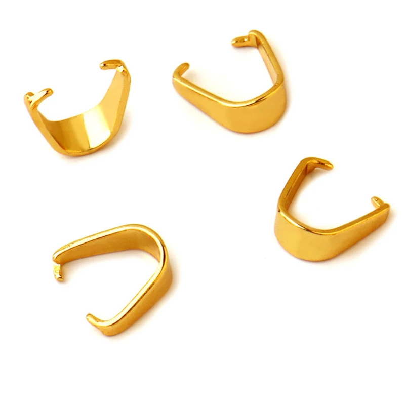 

100pcs 6x7mm Gold Color Stainless Steel Pendant Clips Clasps Pinch Clip Bail Beads Pendant Connectors for Necklace DIY Jewelry
