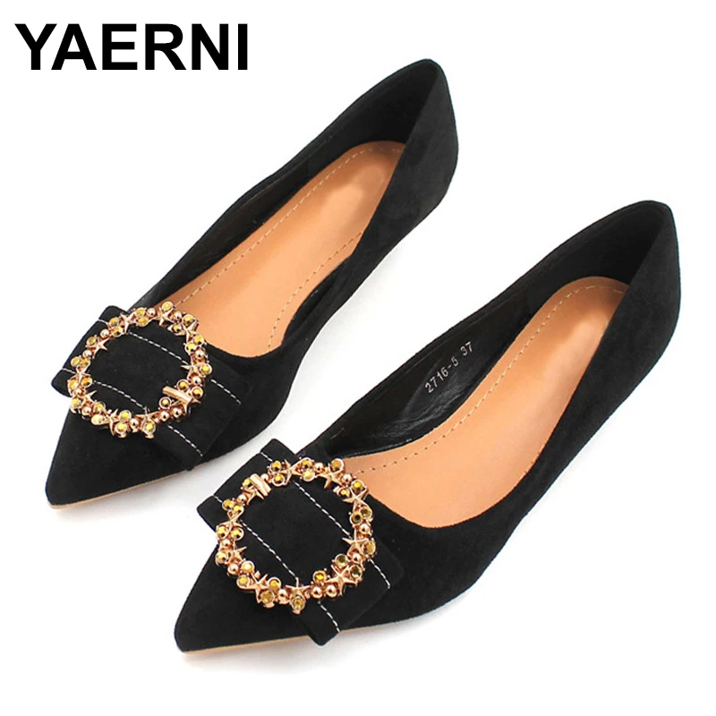 Женские туфли лодочки YAERNIFashion с заостренным носком украшенные стразами