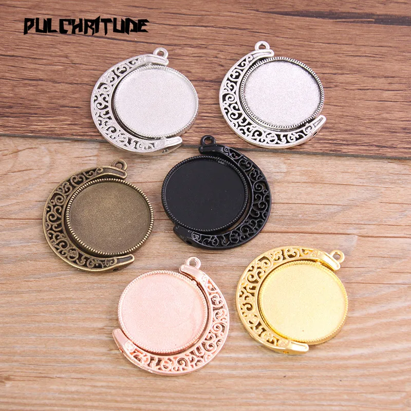 

4pcs 25mm Inner Size 6 Color Moom Classic Style Double sided Rotate Cabochon Base Setting Pendant Charms