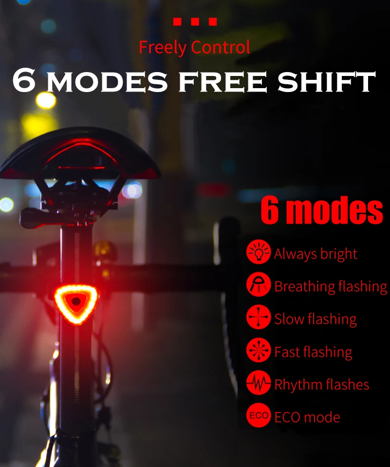 WEST BIKING велосипедные фары IPX6 Водонепроницаемый MTB дорожный велосипед задний фонарь старт/стоп тормоз Авто зондирующая лампа велосипедные сигнальные огни