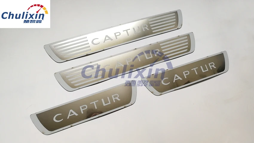 

ultra-thin Stainless Steel outside Door Sill Scuff Plate high quality 4pcs Car stickers styling for 2014-2016 Renault CAPTUR