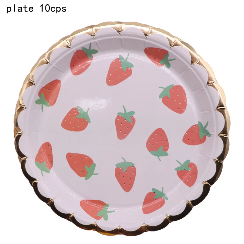 45pcs Strawberry Theme Party Supplies Plate Cup Straw for kids birthday Decoration Wedding Baby Shower | Дом и сад