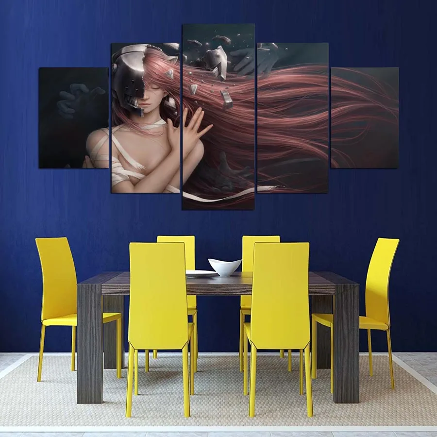 5 панельных картин DAFENJINGMO ARTS HD печатная картина elfen lied холст домашний декор