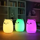 Креативный светодиодный ночник с милым медведем для детей и малышей, разноцветная силиконовая мягкая прикроватная лампа с сенсорным управлением