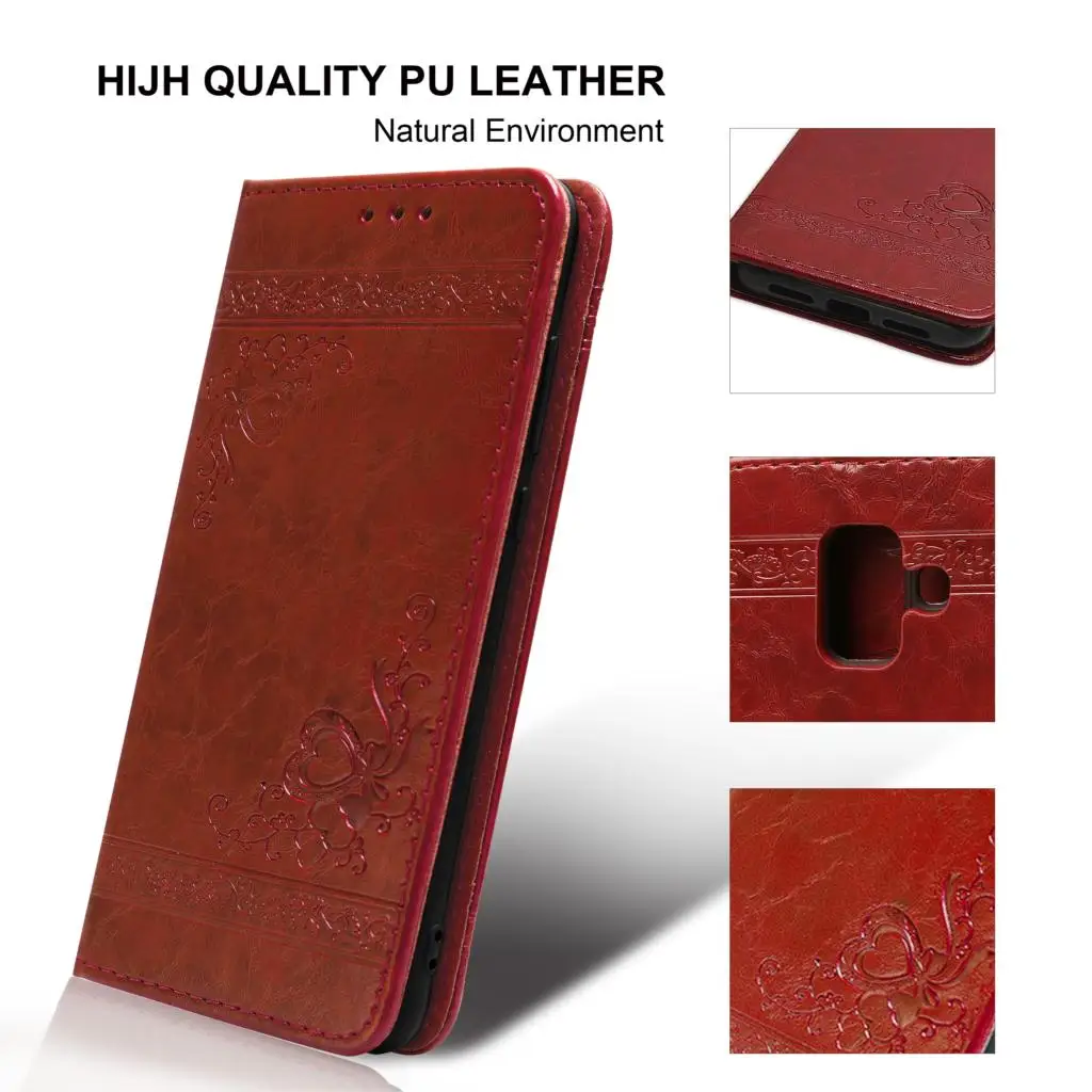 Embossed Wallet Case For Samsung Galaxy A 6 2018 Leather Flip Cover for A6 Mobile Phone Shell | Мобильные телефоны и