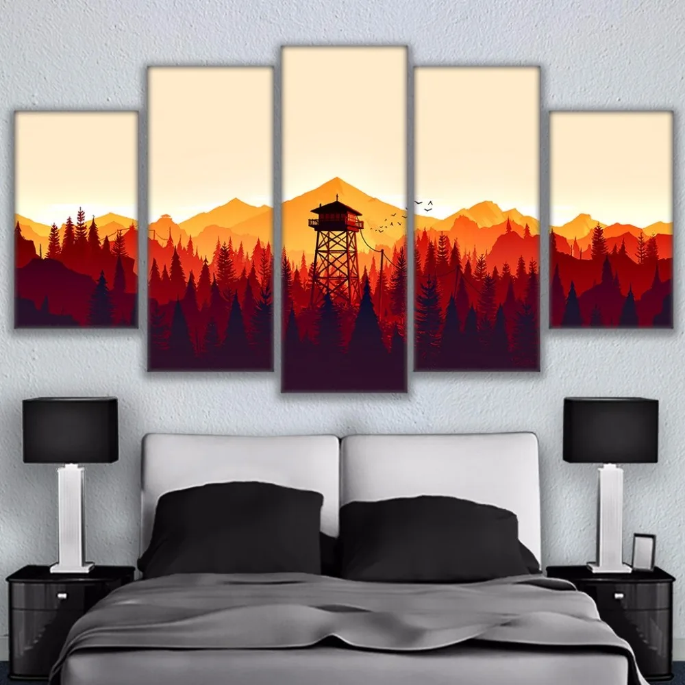 Современное искусство картина на холсте для стены HD печатные 5 панелей игра Firewatch