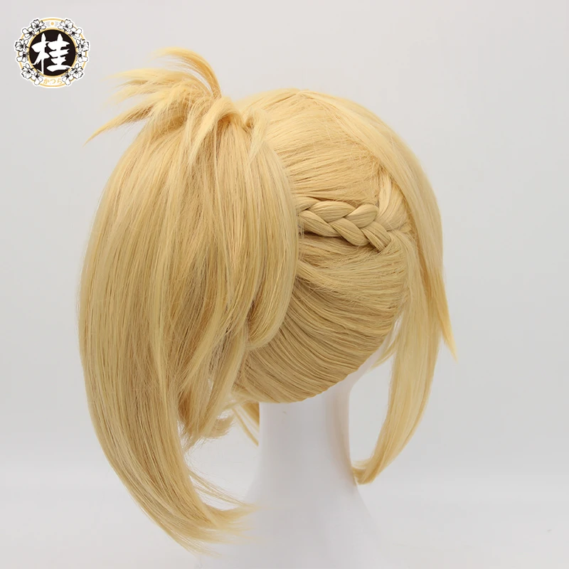 UWOWO Mordred парик Fate/apocripha Fate Grand Order волосы 32 см золотой термостойкий косплей для