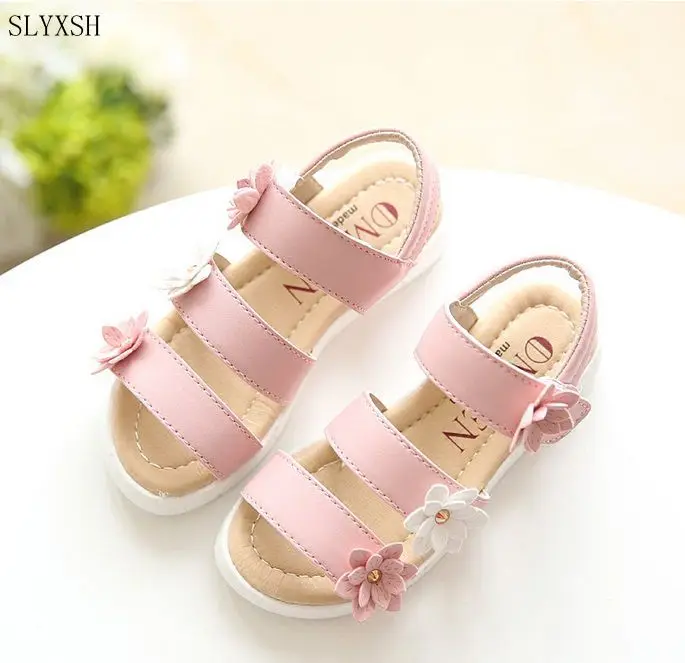 Детские сандалии с тремя цветами для девочек Летняя обувь принцессы малышей из