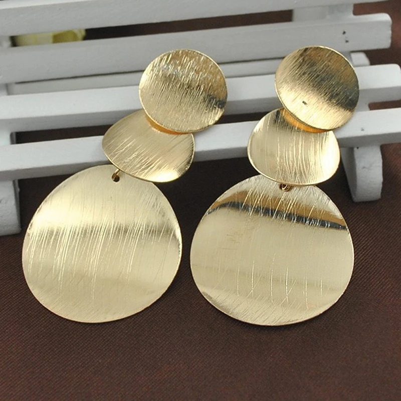 1 Pair Geometric Circular Exaggerated Earrings Long Drop For Women Engagement Party Jewelry Gift Clothing Accessories | Украшения и