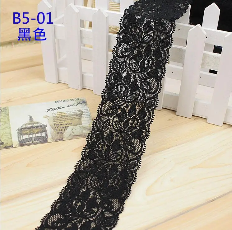 5 метров ширина 6 см эластичная кружевная вышитая отделка черная декоративная