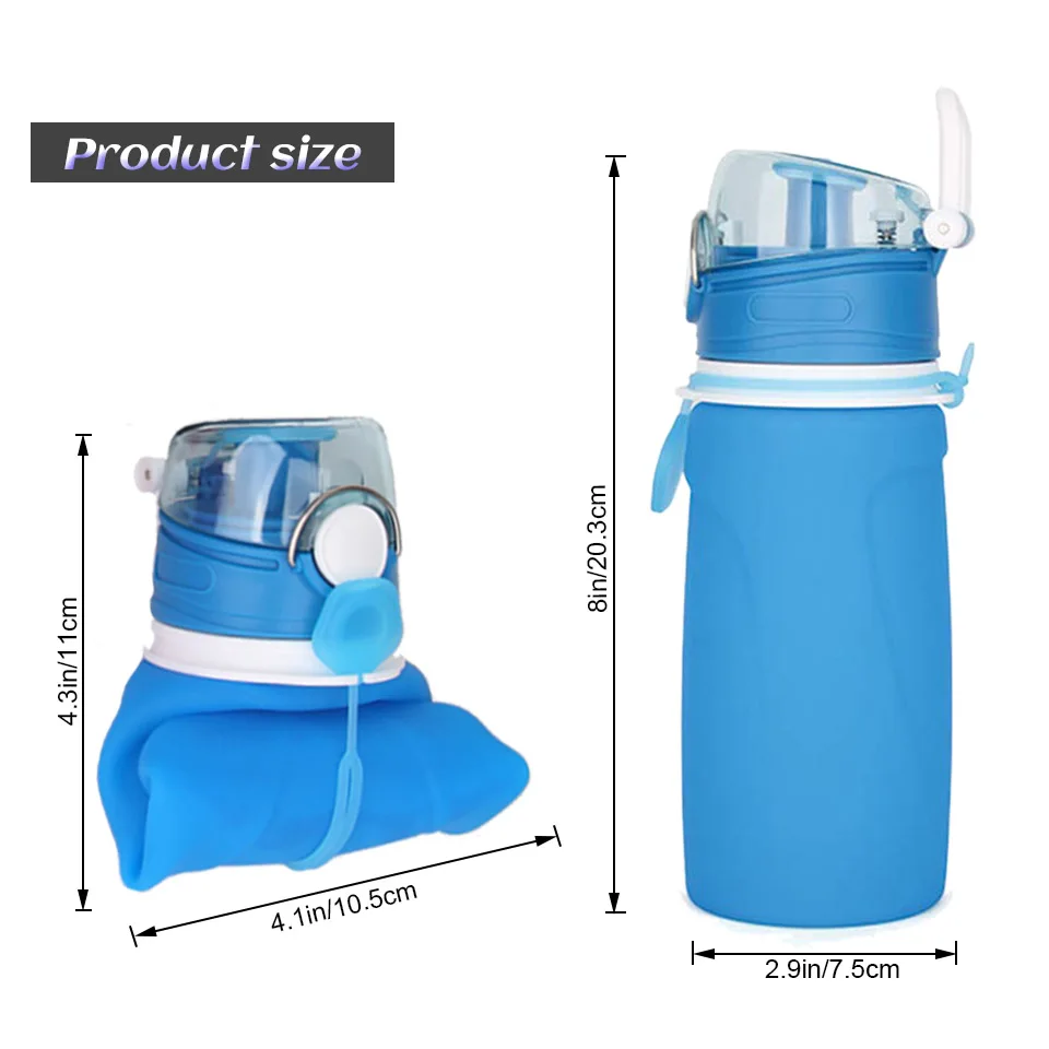 TEENRA 550 мл Складная Силиконовая бутылка для воды складная бутылка для воды Bpa бесплатно для детей герметичная бутылка для воды для спорта на открытом воздухе