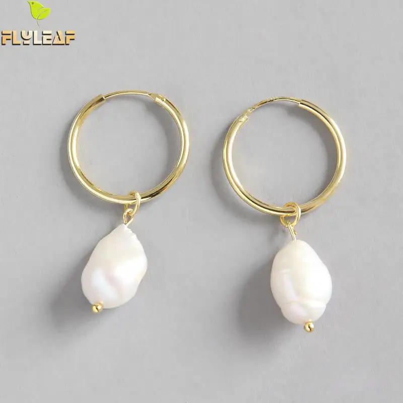 Flyleaf Золотой неровный пресноводный жемчуг в стиле барокко Висячие серьги для