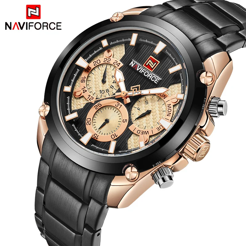 Часы наручные NAVIFORCE Мужские кварцевые брендовые Роскошные Спортивные