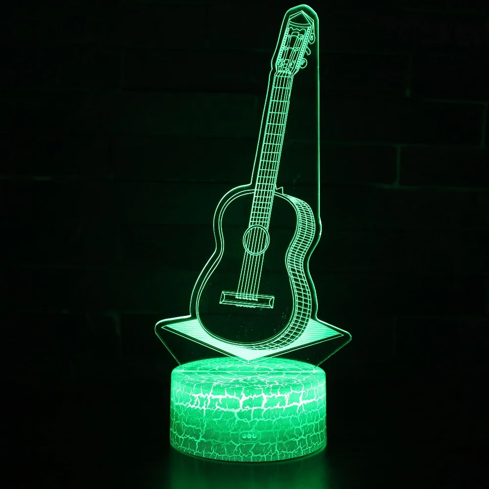 7 цветов гитара барабана Sax LED 3D Иллюзия визуальный ночник Творческий Спальня Украшение стола свет новинка красочные лампы Abajur