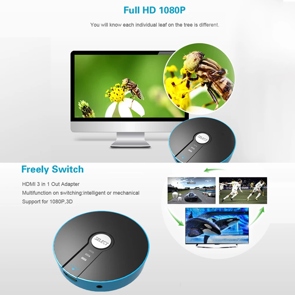 3 входа 1 выход HDMI коммутатор для XBOX 360 PS4 HDTV 4K адаптер|Кабели адаптеры и разъемы| |