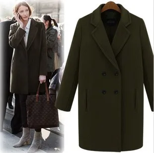 Dka060 of European and American star with money in the long section woolen coat lapel big yards thick | Женская одежда