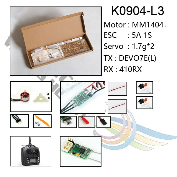 K0904-L3 Микро Balsawood модель самолета Spacewalker RC самолет для помещений и парка Fly 380 мм размах крыльев модель самолета наборы K9 - Цвет: K0904-L3