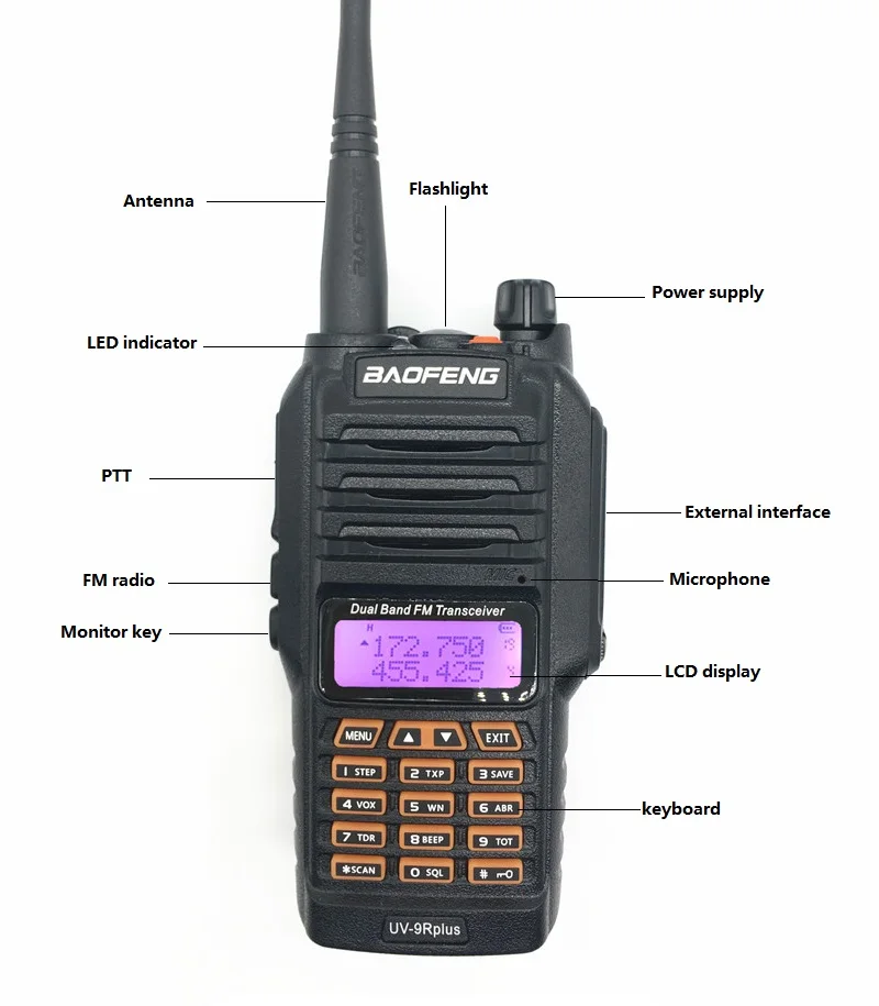 Baofeng UV-9R PLUS 10 Вт Высокая мощность портативная рация Водонепроницаемый UV 9R любительский радиоприемопередатчик Хэм CB PMR 446 морская радиостанция