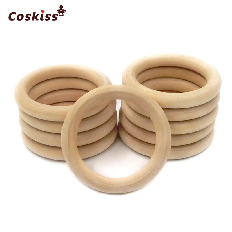 

55mm(2.16'')Nature Wooden Ring Teether Montessori Baby Toy Organic Infant Teething Toy Accessories Necklace