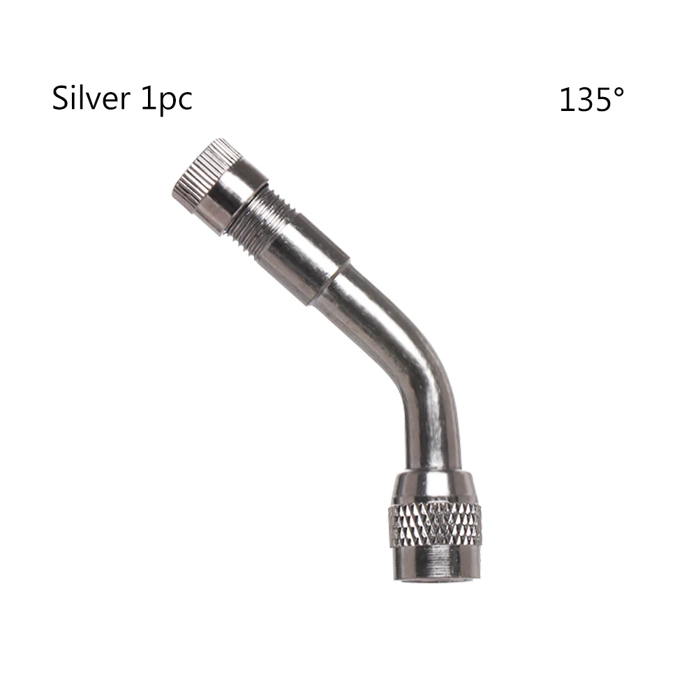 Silver 135 45 °/90 °/135 градусов угол латунь воздуха в шинах шток клапана(с удлиняющей деталью) Адаптер для автомобилей Грузовик Мотоцикл аксессуары для велосипеда - Цвет: Silver 135