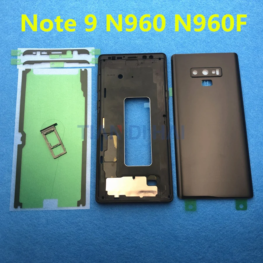 Note9 Полный Корпус рамка Передняя панель + Крышка батарейного отсека наклейка для