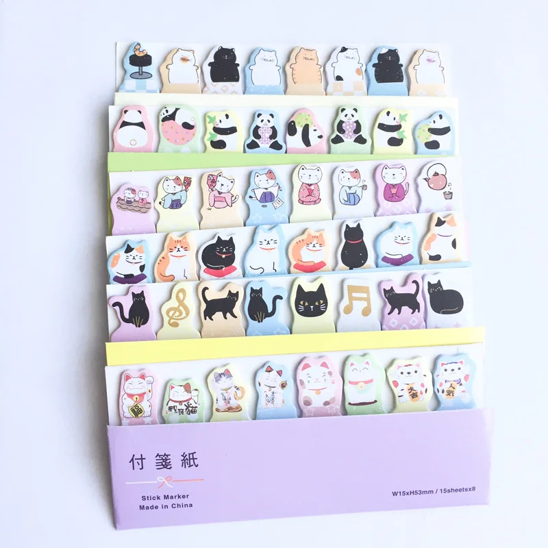 Lucky Cat Sticky Notes Panda N Times Блокноты с мультяшными животными канцелярская этикетка
