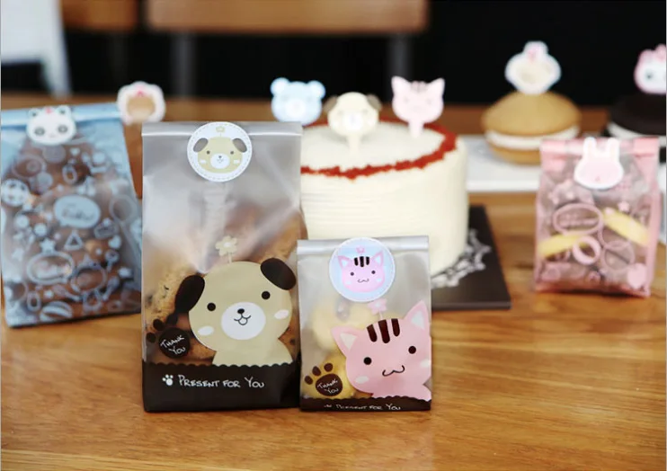 100 pcs Puppy and kitten DIY Cookies Bag candy bags baby shower favor kid souvenir birthday party wedding decor | Дом и сад