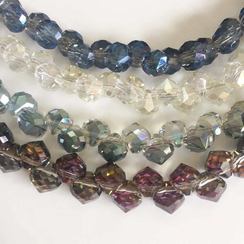 

8MM 100Pcs Mixed Colors Onion Shape Glass Crystal Loose Jewelry Beads