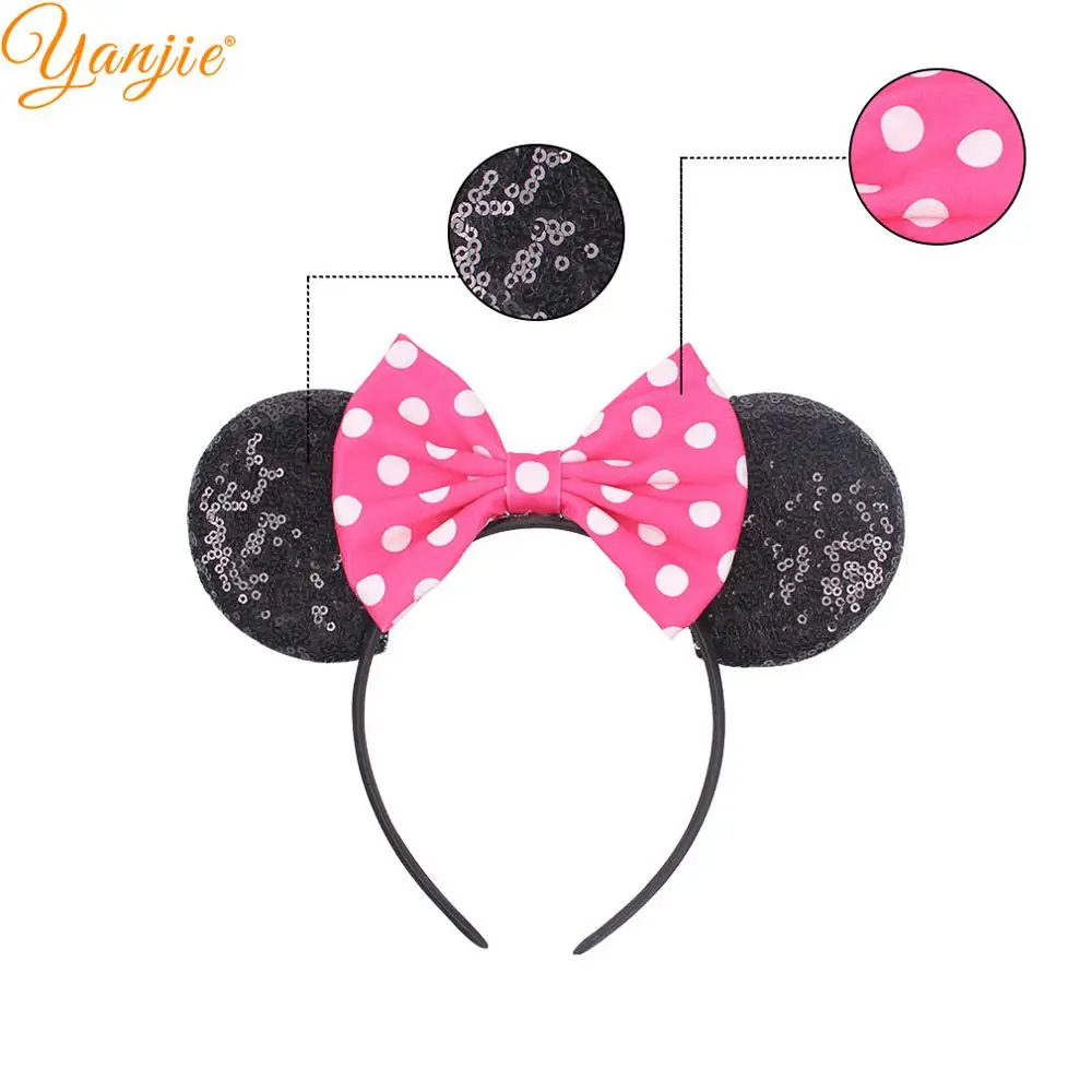 Minnie Mouse Ears Hairband 2020 Polka Dot Cotton Bows Hair Accessories For Girl Wholesale Headband Party Boutique Mujer | Детская одежда