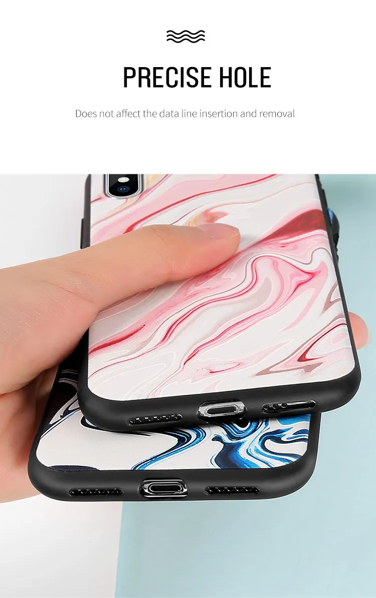 Роскошный свежий чехол для iPhone 7 8 X XR XS MAX Sea Wave рельефная задняя крышка Plus 6 6s Fundas -