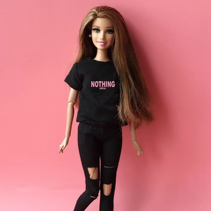 Серый Комплект одежды из 2 предметов для куклы blyth 1/6 футболка+ штаны для куклы blyth jean, комплект одежды для куклы Барби, аксессуары для 1/6 - Цвет: Серый