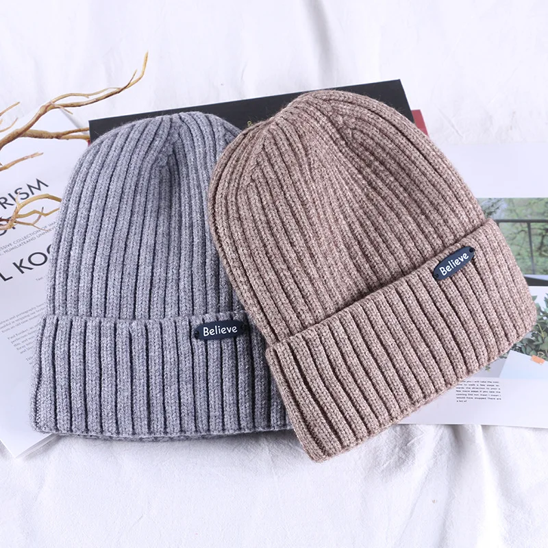 

Winter Spring new Solid Casual Skullies & Beanies knitted Thicken Hat Fashion Novelty Cotton Cap For Both Women And Men