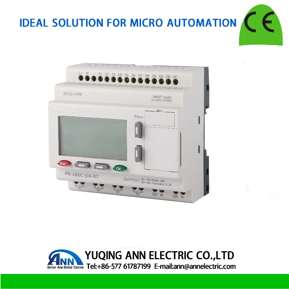 PR 18DC DA RT с ЖК дисплеем без кабеля DC12V DC24V выход 6 DI/AI(0...10 в) + 6DI 4 реле (10A)+ 2 транзистора
