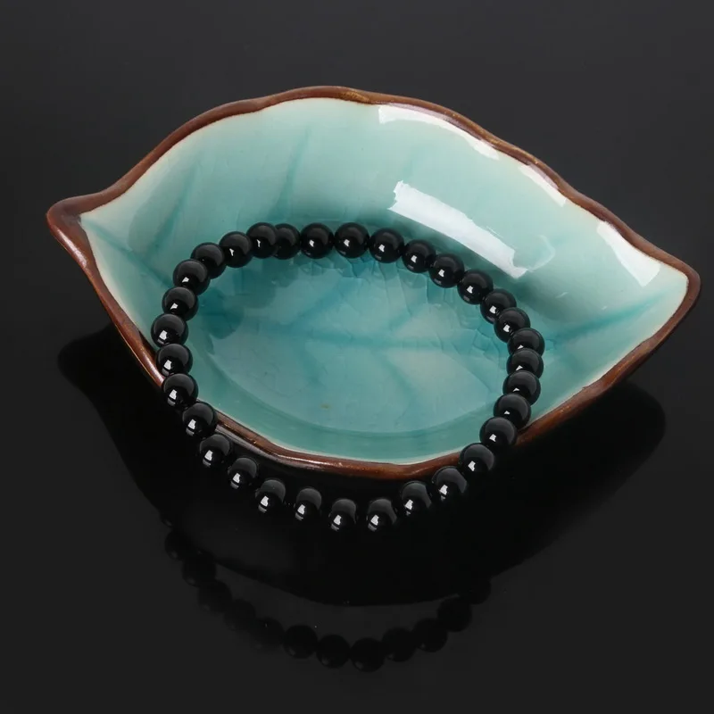 Мужской и женский браслет из черного оникса 6 мм