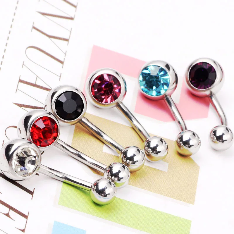 Навельное кольцо из нержавеющей стали с кристаллами, оптовая продажа 50 штук, 10 цветов, украшения для тела номбриль.