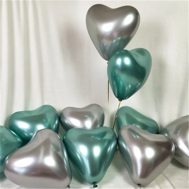 silver green 10 шт 12 дюймовые металлические шары золотые, серебряные, красные, винные, фиолетовые круглые шары из латекса для детского дня рождения, свадьбы, вечеринки, украшения для детей - Цвет: silver green