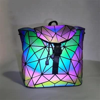 new women luminous backpacks female fashion girl backpack geometry package folding bags school bags big small