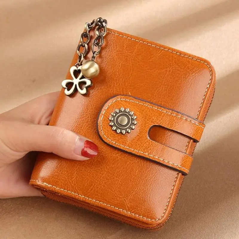 

Leather Vintage Small Women Wallets Female Womens Wallet Zipper Design With Coin Purse Pockets Mini Walet