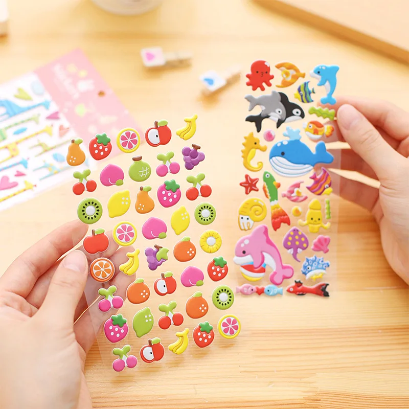 Pegatinas con estampado de frutas y animales para ni&ntilde;os, decoraci&oacute;n de diario, material de papeler&iacute;a de PVC, Corea, regalo para beb&eacute;, juguetes para ni&ntilde;os-3