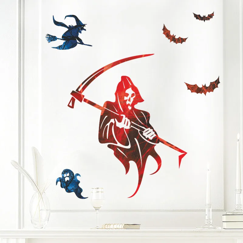 

Halloween Decoration Witch Ghost Black Bat Wall Stickers Decals Children Bedroom Wall Decals Store Refrigerator Window Decor