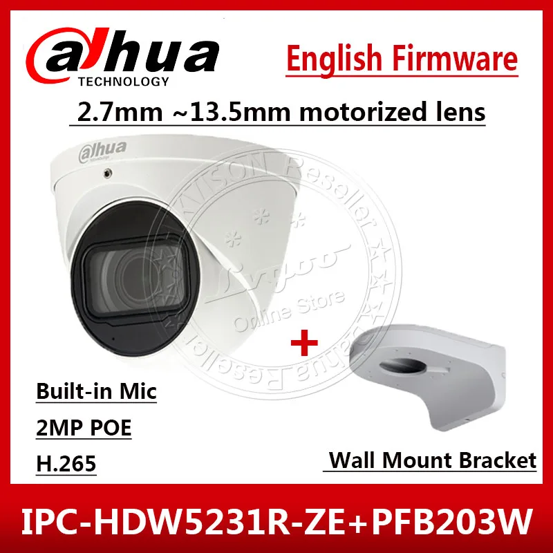 Dahua IPC-HDW5231R-ZE 2MP WDR IR Eyeball 2,7 мм~ 13,5 мм моторизованный микрофон сетевой камеры IPC-HDW5831R-ZE и настенный кронштейн PFB203W