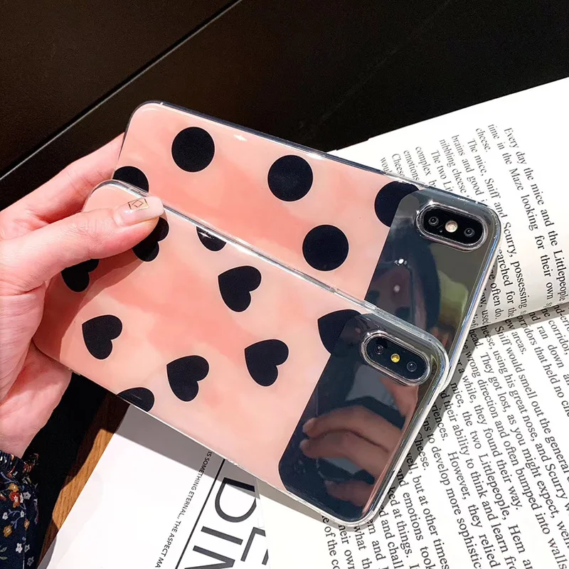 Мода любовь сердце в горошек чехол для huawei P20 Lite Pro P30 Гальванизируйте Зеркало