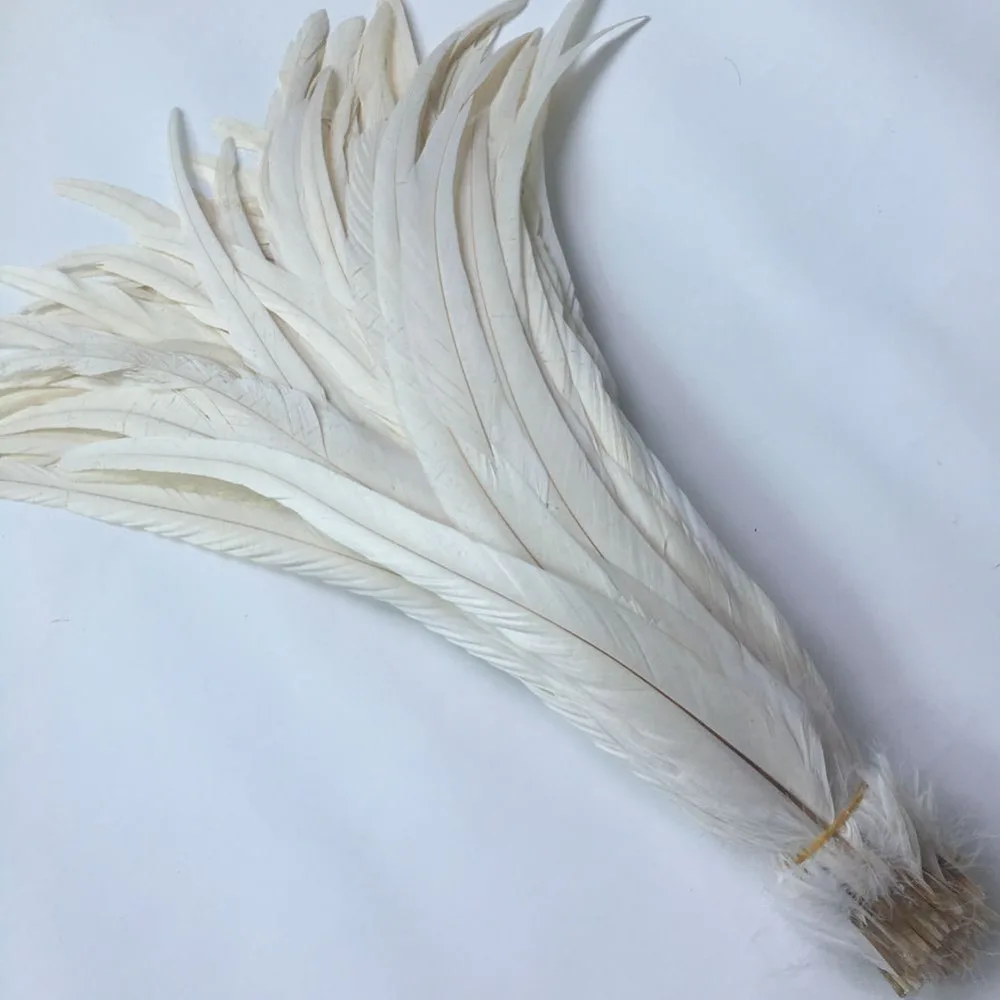 

100PCS Off white 30-35CM/12-14Inch Natural Rooster Feathers Feather For Decoration Crafts Christma Diy Rooster Plume Accessories